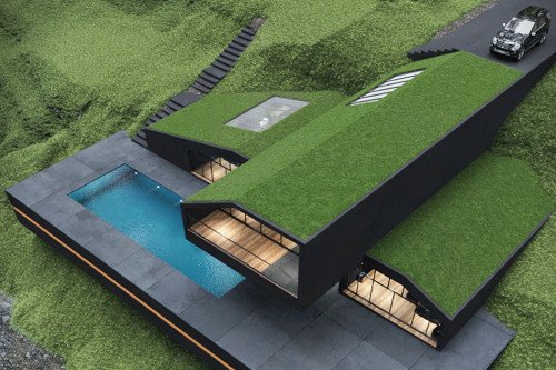 Современный архитектурный дизайн сочетается с этой виллой с травяной крышей!