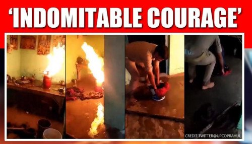 Видео: UP Cop спасает дом священника от огня, его «неукротимая храбрость» побеждает Интернет